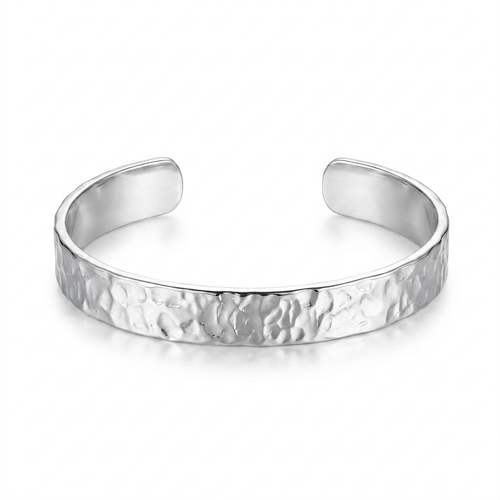Silver hammered cuff clean product shot