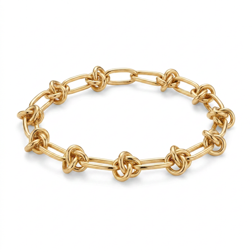 Gold love knot bracelet clean product shot