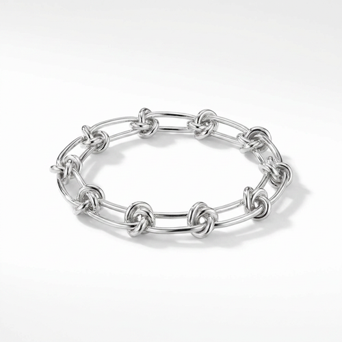 Silver love knot bracelet clean product shot