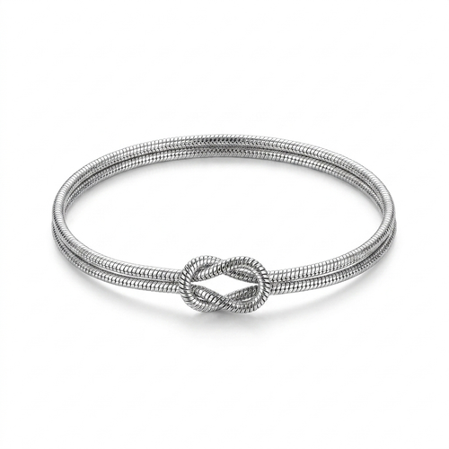 Steel geometric snake bone bracelet clean product shot