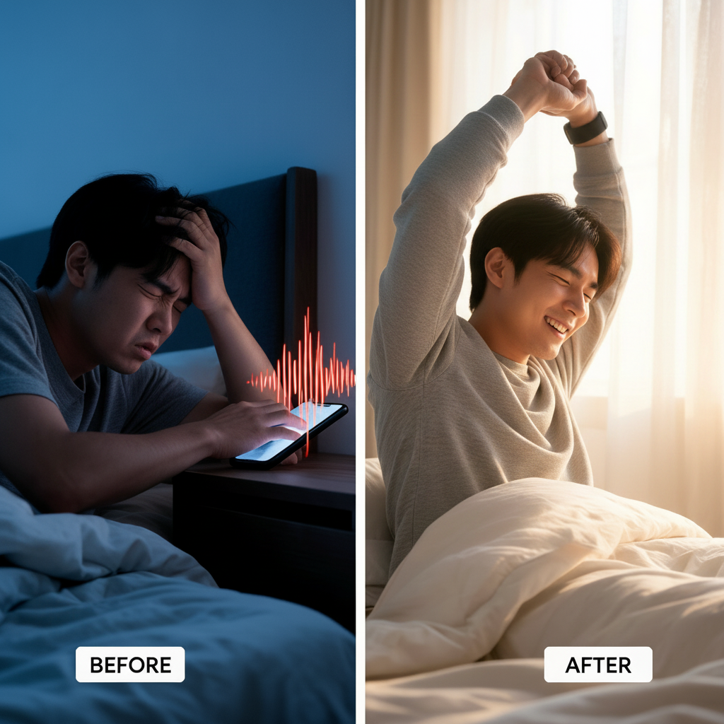 Before and after: jolted awake by a phone versus waking refreshed with Aurelle